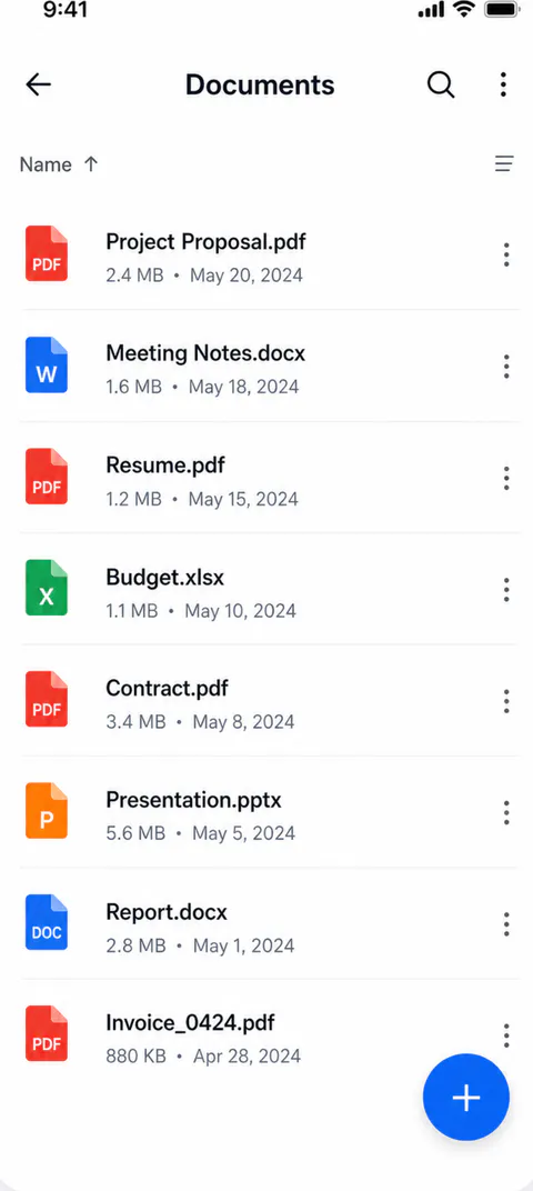 Fileora Categories screen