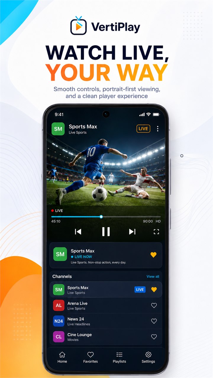 VertiPlay Watch live screen